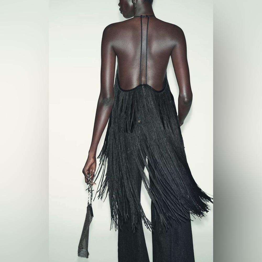 Black Fringe Halter top - Picture 5 of 7